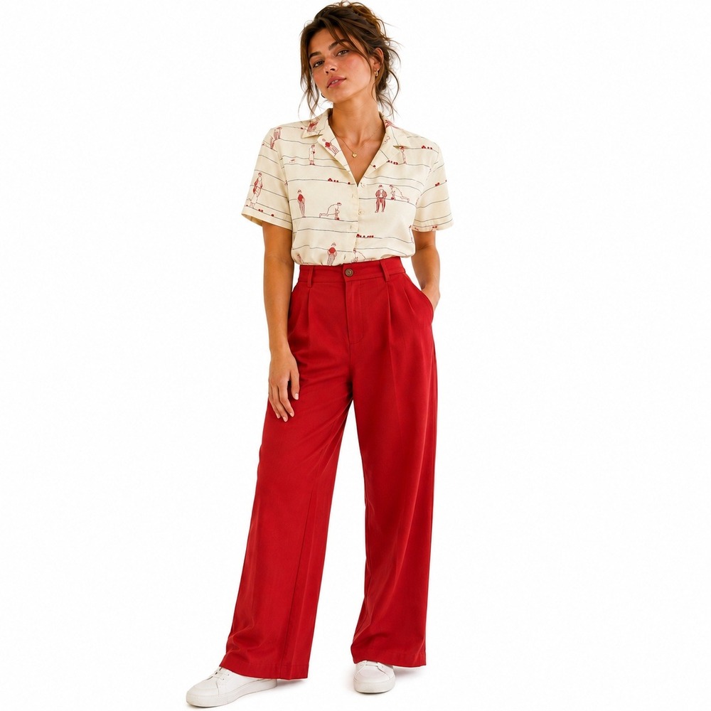 80's Jones New York Womens Shirt Vintage Lawn Bowling Novelty Print Size 8